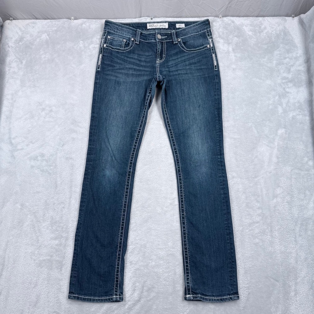 BKE Payton Straight Leg Jeans 32x32 Womens 30L‎ Blue Dark Wash Low Rise Denim